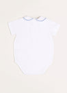 Peter Pan Collar Embroidered Detail Short Sleeve Bodysuit in Blue (3mths-2yrs) Tops & Bodysuits  from Pepa London