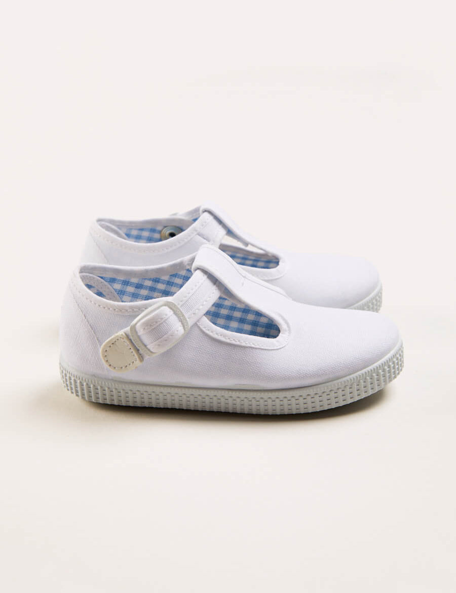 Woven T-Bar Baby Shoes in White (20-26EU) Shoes from Pepa London