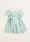 Avery Floral Print Pleated Collar Mid Sleeve Dress in Green (18mths-10yrs) Dresses  from Pepa London