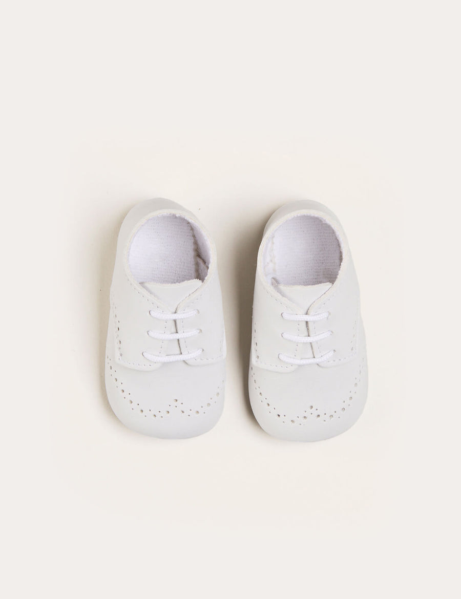 Celebration Lace-up Pram Shoes in White (17-20EU) Shoes from Pepa London