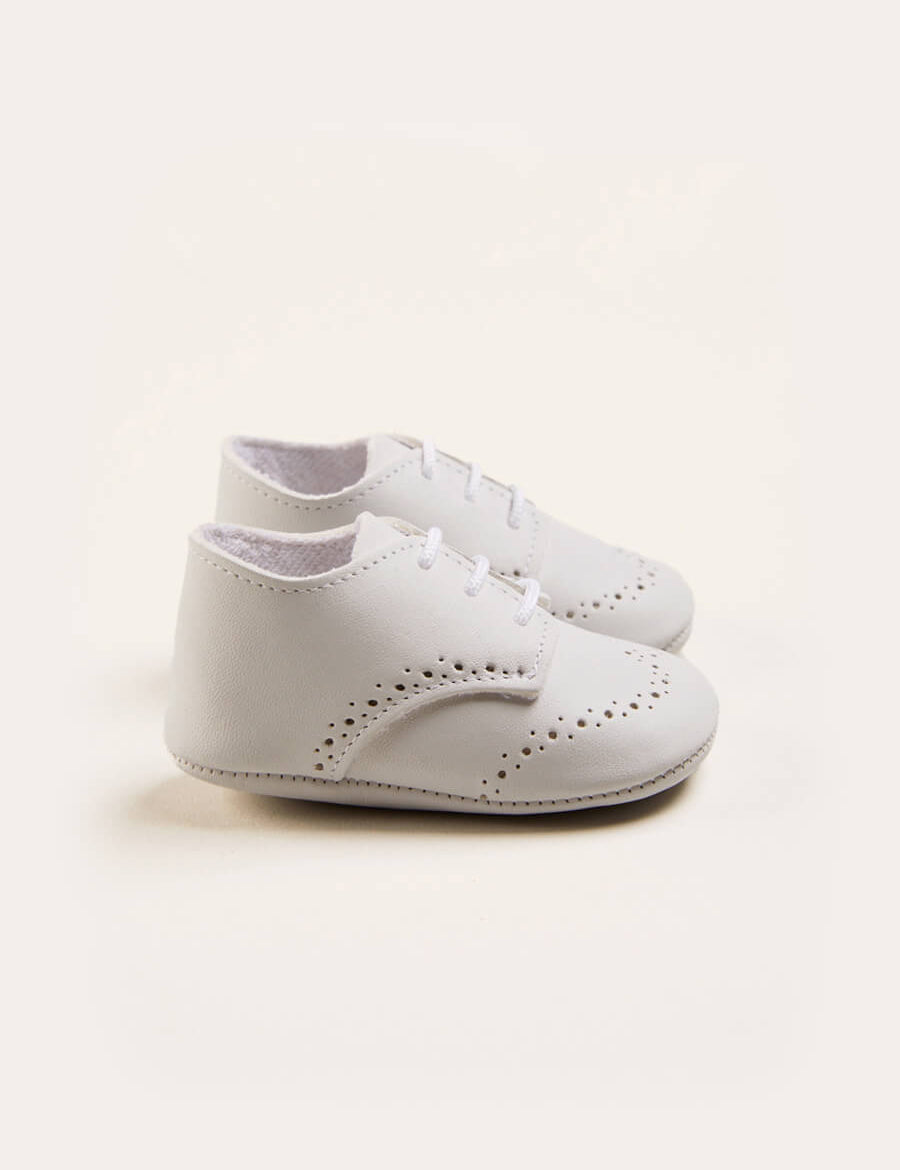 Celebration Lace-up Pram Shoes in White (17-20EU) Shoes from Pepa London