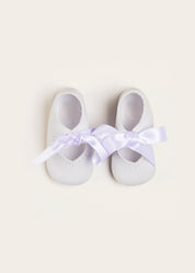 Celebration Ribbon Detail Mary Jane Pram Shoes in White (17-20EU) Shoes  from Pepa London