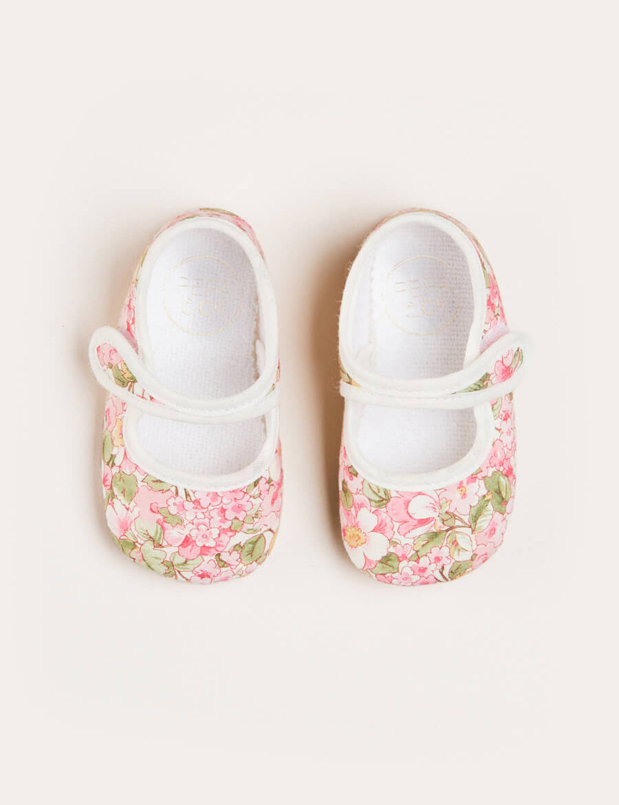 Floral Woven Mary Jane Baby Shoes in Pink (17-20EU) Shoes from Pepa London