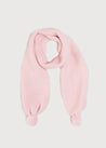 Merino Wool Pom Pom Scarf In Pink KNITTED ACCESSORIES  from Pepa London