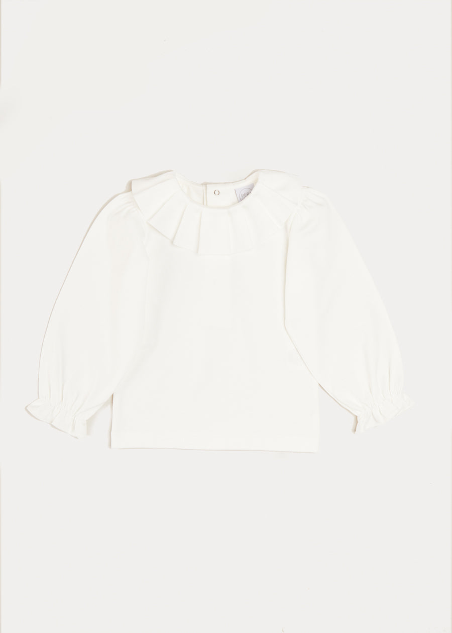 Ruffle Collar Long Sleeve Top In Cream (18mths-10yrs) TOPS & BODYSUITS from Pepa London