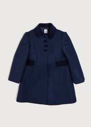 Single Breasted Scallop Detail Coat In Navy (12mths-12yrs) COATS from Pepa London