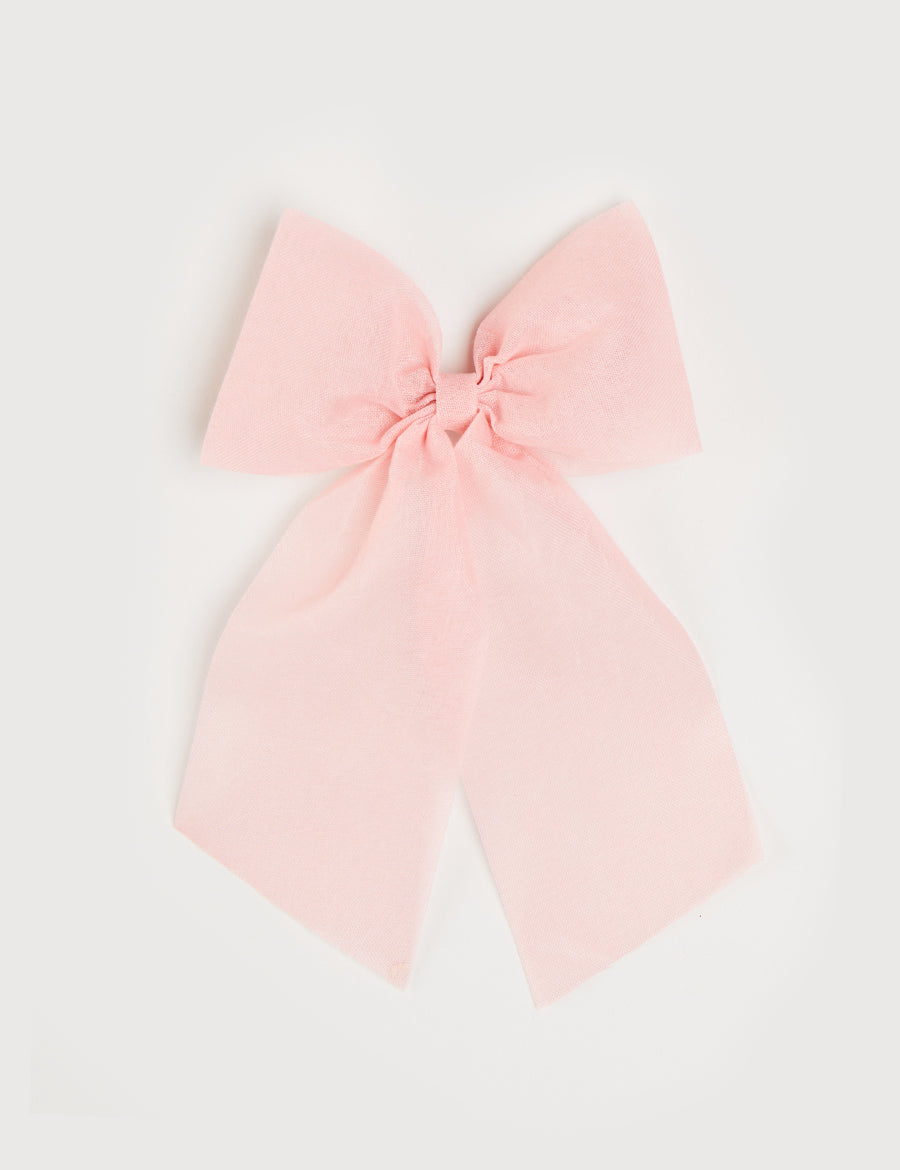 Tulle Long Bow Clip In Rose Pink HAIR ACCESSORIES from Pepa London