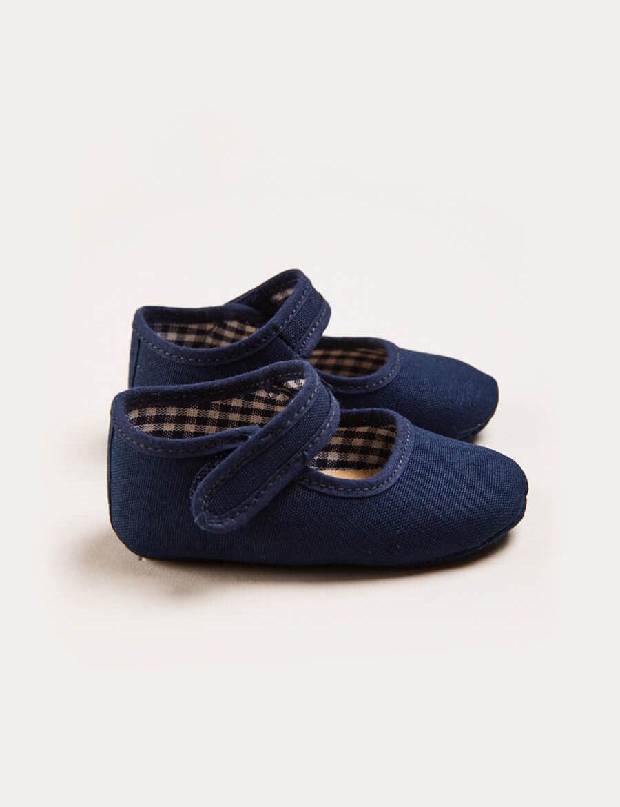 Woven Mary Jane Pram Shoes in Navy (17-20EU) Shoes from Pepa London