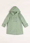 Double Breasted Coat with Detachable Hood in Green (18mths-10yrs) Coats  from Pepa London