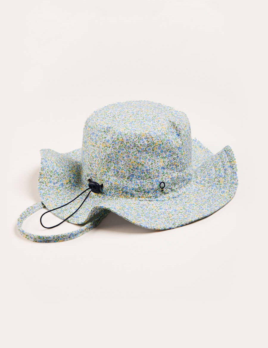 Matilda Floral Print Beach Hat in Blue (1-8yrs) Accessories from Pepa London