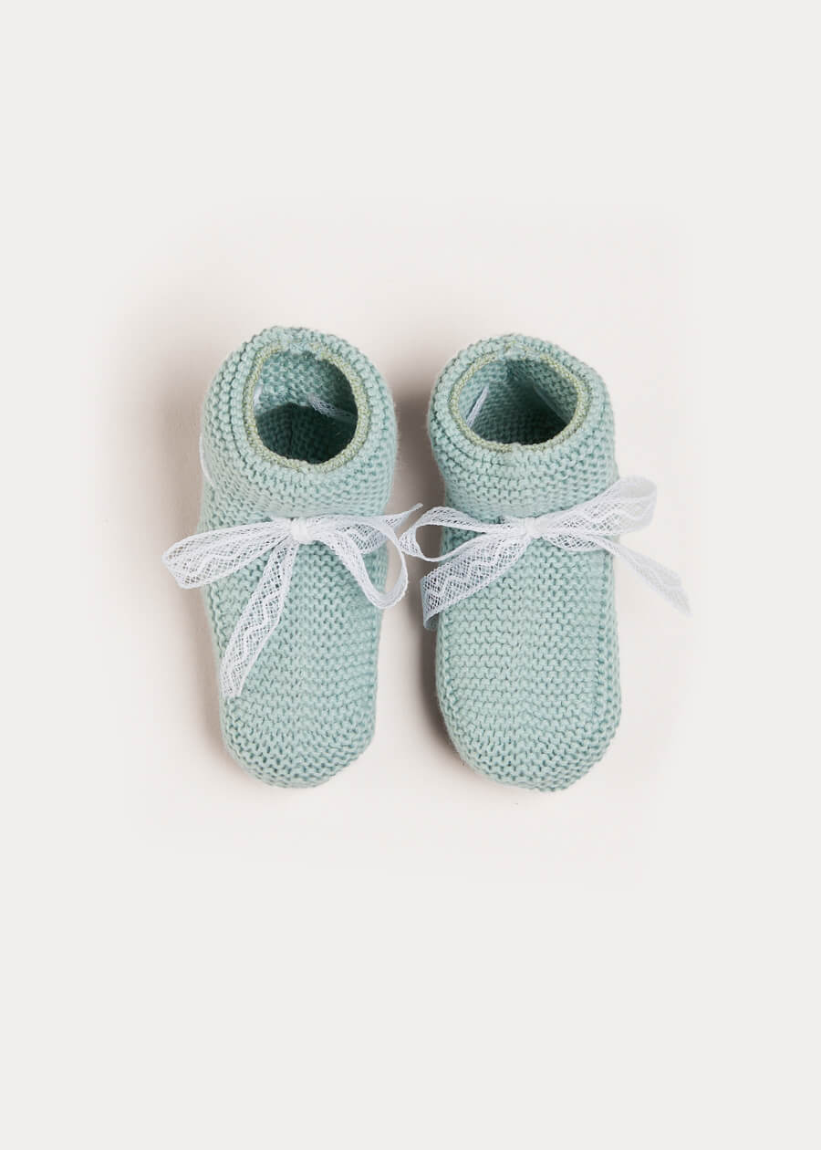 Lace Detail Knitted Booties in Green Shoes from Pepa London