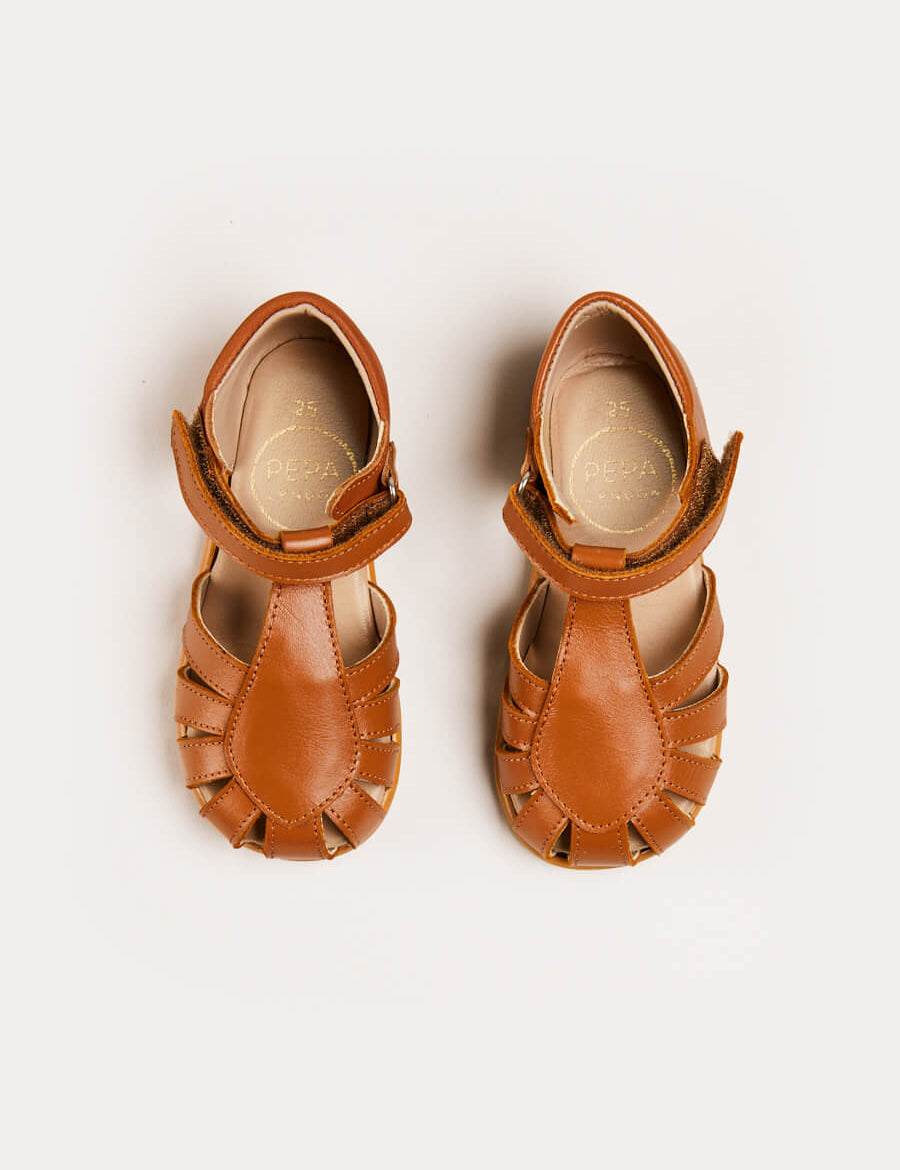 Leather Fishermans Sandals in Brown (21-27EU) Shoes from Pepa London