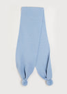 Merino Wool Pom Pom Scarf In Blue KNITTED ACCESSORIES  from Pepa London