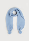 Merino Wool Pom Pom Scarf In Blue KNITTED ACCESSORIES  from Pepa London