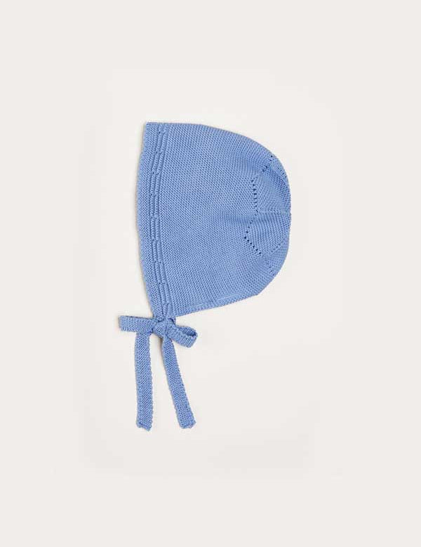 Openwork Knitted Bonnet in Blue (S-L) Knitted Accessories from Pepa London