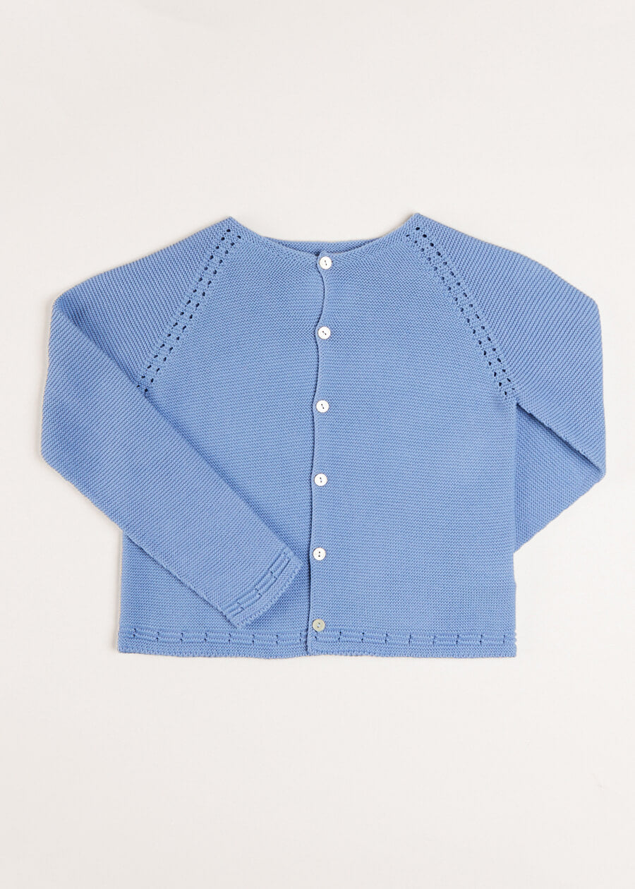 Plain Cardigan in Navy (6mths-10yrs) Knitwear from Pepa London