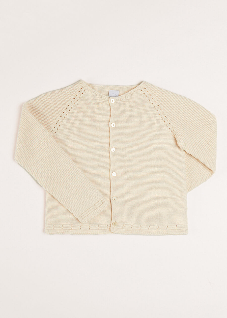 Plain Cardigan in Cream (6mths-10yrs) Knitwear from Pepa London