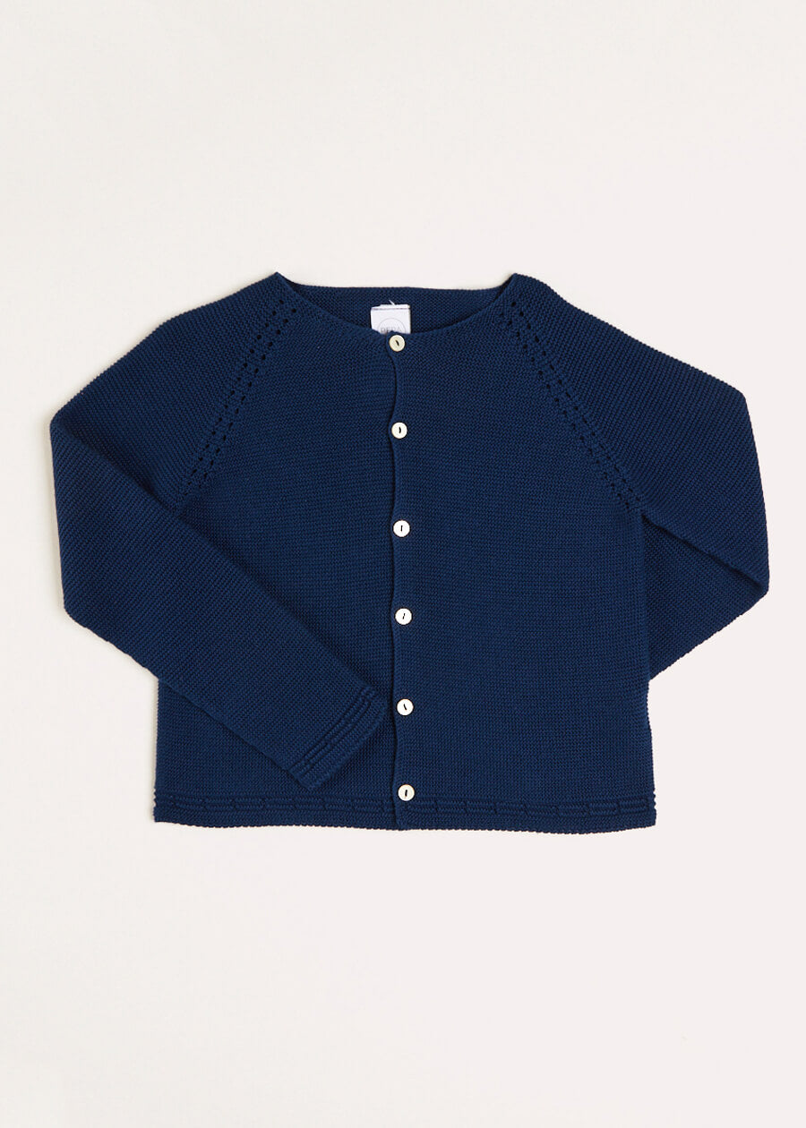 Plain Cardigan in Navy (6mths-10yrs) Knitwear  from Pepa London