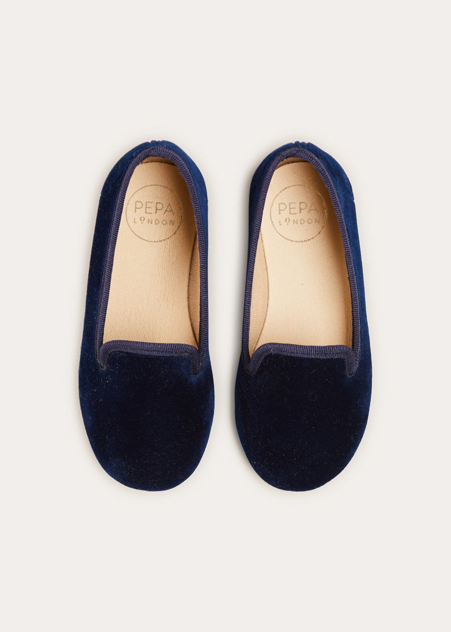 Velvet Slippers In Navy Pepa London