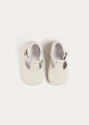 T-Bar Leather Pram Shoes in Ivory (17-20EU) Shoes from Pepa London