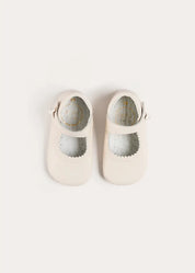 Leather Mary Jane Pram Shoes in Ivory (17-20EU) Shoes from Pepa London