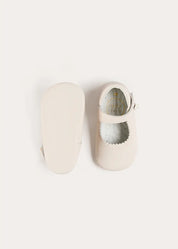 Leather Mary Jane Pram Shoes in Ivory (17-20EU) Shoes from Pepa London