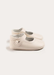 Leather Mary Jane Pram Shoes in Ivory (17-20EU) Shoes from Pepa London