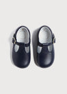 Leather T Bar Baby Shoes in Navy (20-26EU) Shoes  from Pepa London