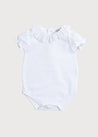 Piculina Trim Cotton Bodysuit in White (0mths-2yrs) Tops & Bodysuits  from Pepa London