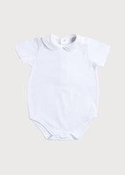 Peter Pan Collar Bodysuit in White (0mths-3yrs) Tops & Bodysuits  from Pepa London