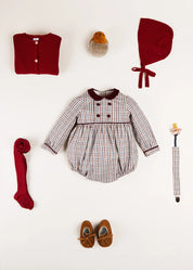 The Ebury Check Romper Baby Girl Look Look  from Pepa London