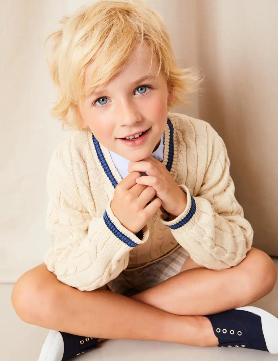 Brompton Striped Shorts in Beige (4-10yrs) SHORTS from Pepa London