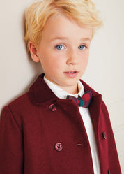 Traditional Double Breasted Coat in Burgundy (12mths-10yrs) Coats  from Pepa London