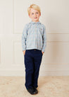 Checked Polo Collar Long Sleeve Shirt In Blue And Green (4-10yrs) SHIRTS  from Pepa London