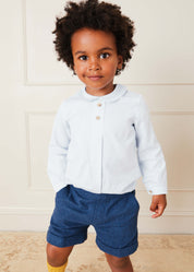 Wool Plain Shorts With Turn Ups In Blue (18mths-4yrs) SHORTS from Pepa London