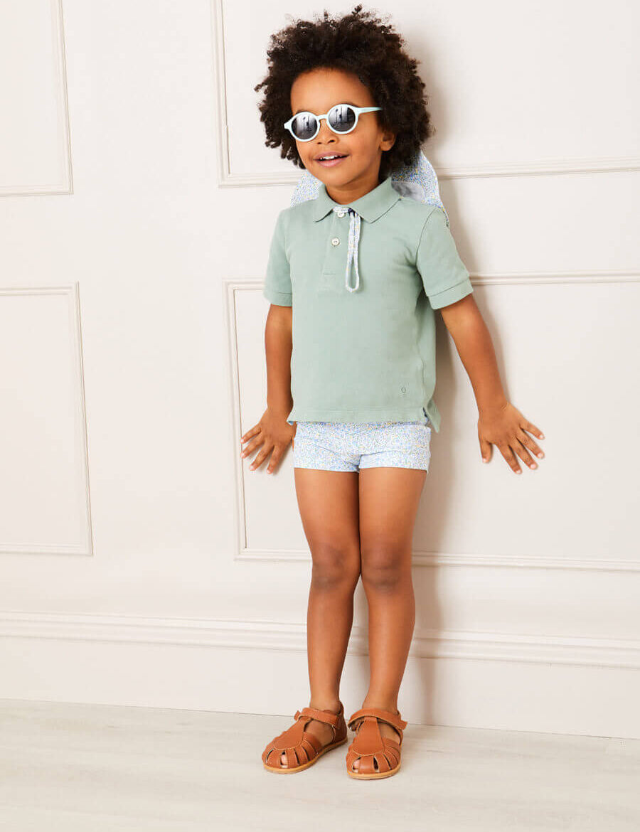 Floral Swim Shorts in Blue (12mths-6yrs) Swimwear from Pepa London