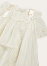 Bespoke Organza Silk Christening Gown With Antique Lace and Bonnet Made to order  from Pepa London