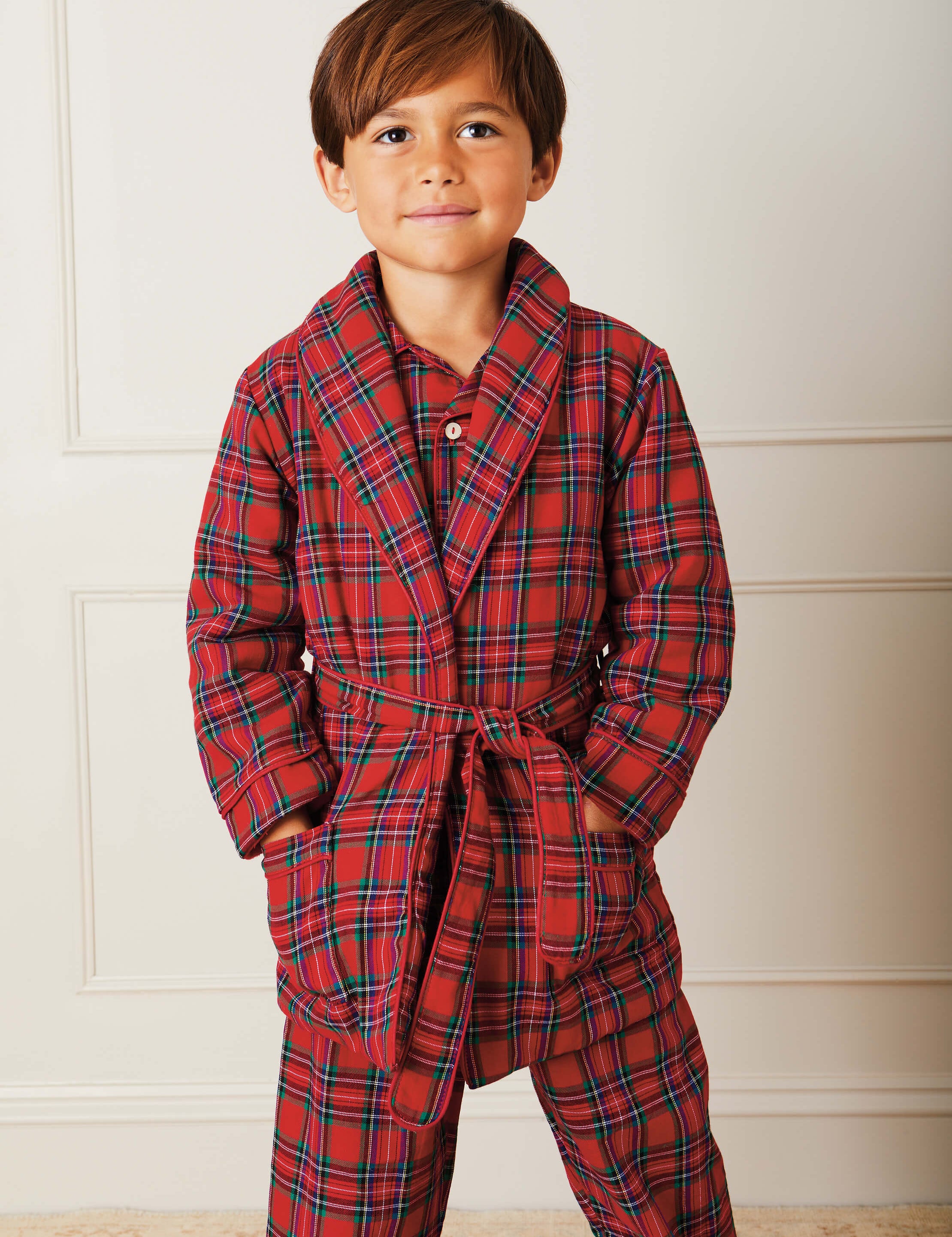 Belted Dressing Gown in Red Tartan (18mths-10yrs) Nightwear from Pepa London