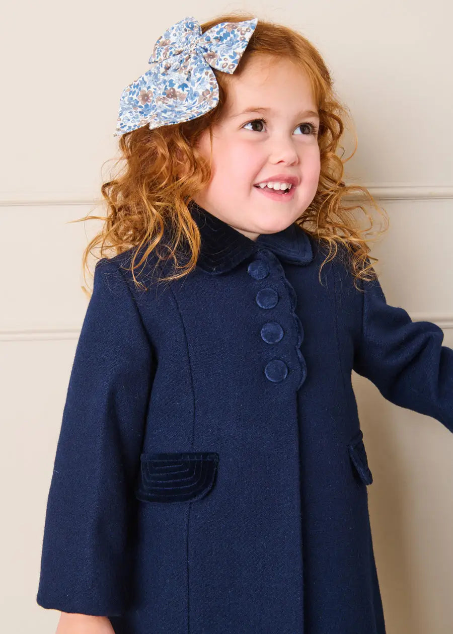 Beatrice Floral Long Bow Hair Clip in Blue (OS) Hair Accessories from Pepa London