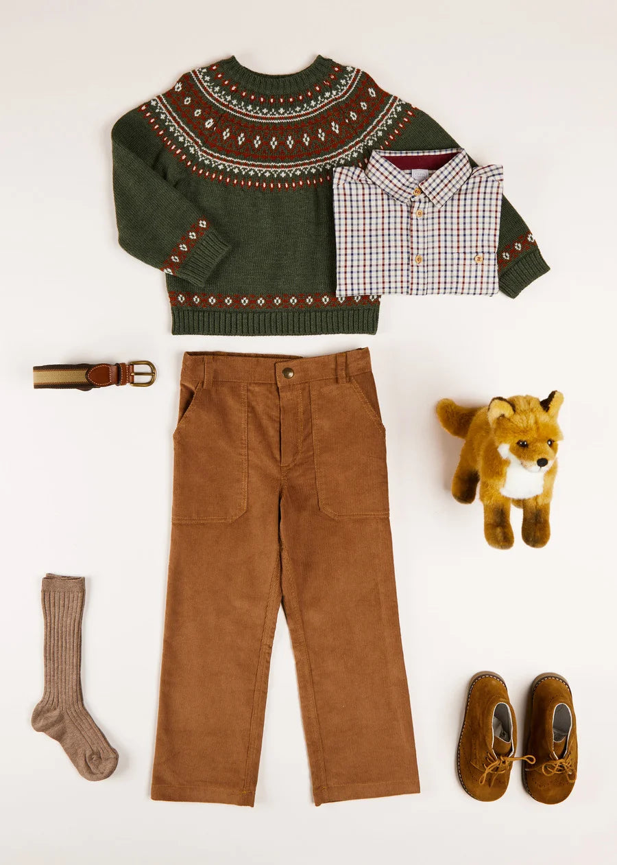 The Green Fair Isle Merino Wool Jumper Boy Look Look  from Pepa London