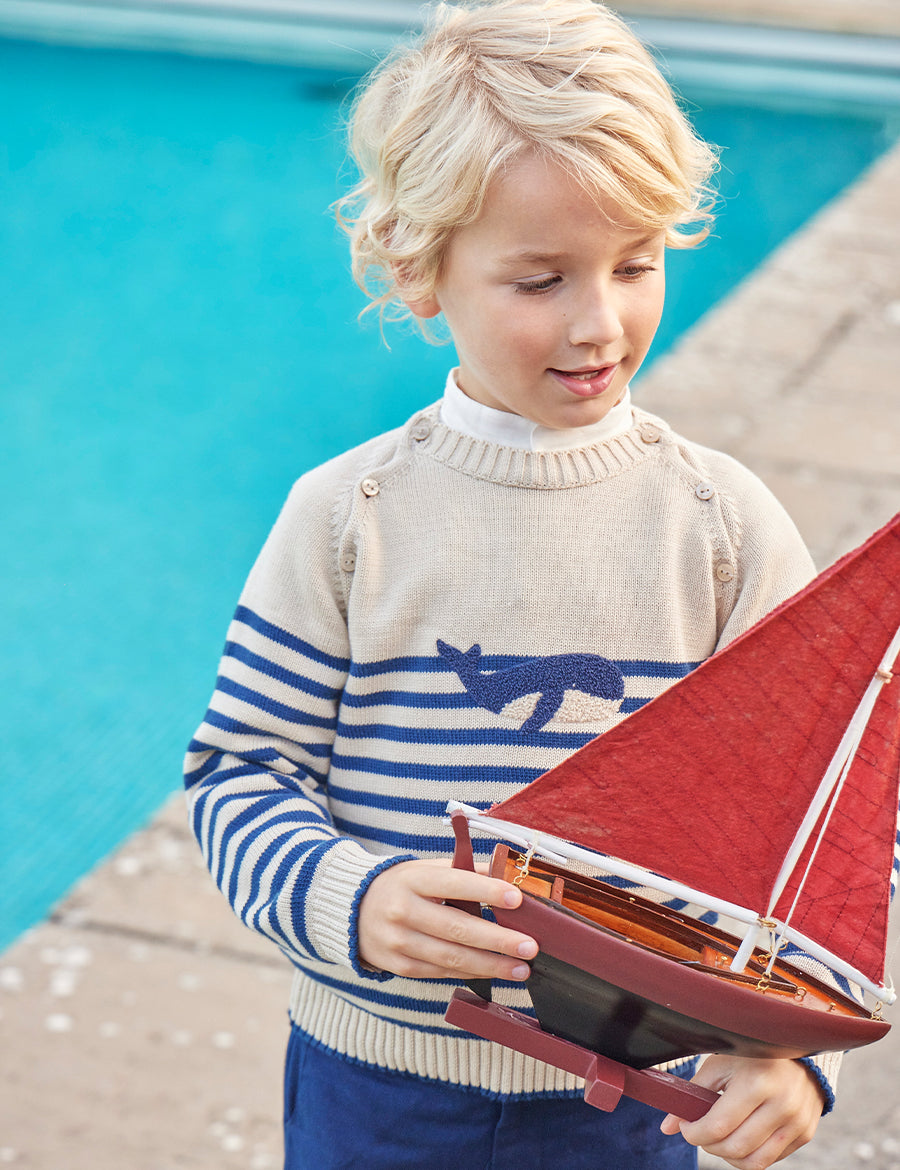 Multi Coloured Wooden Sailing Boat (Set Of 4) Toys from Pepa London