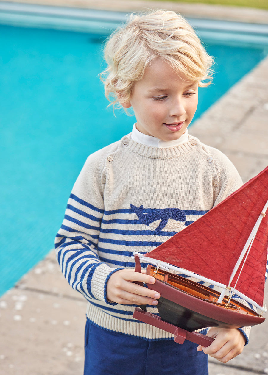 Multi Coloured Wooden Sailing Boat (Set Of 4) Toys from Pepa London