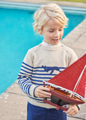Multi Coloured Wooden Sailing Boat (Set Of 4) Toys  from Pepa London