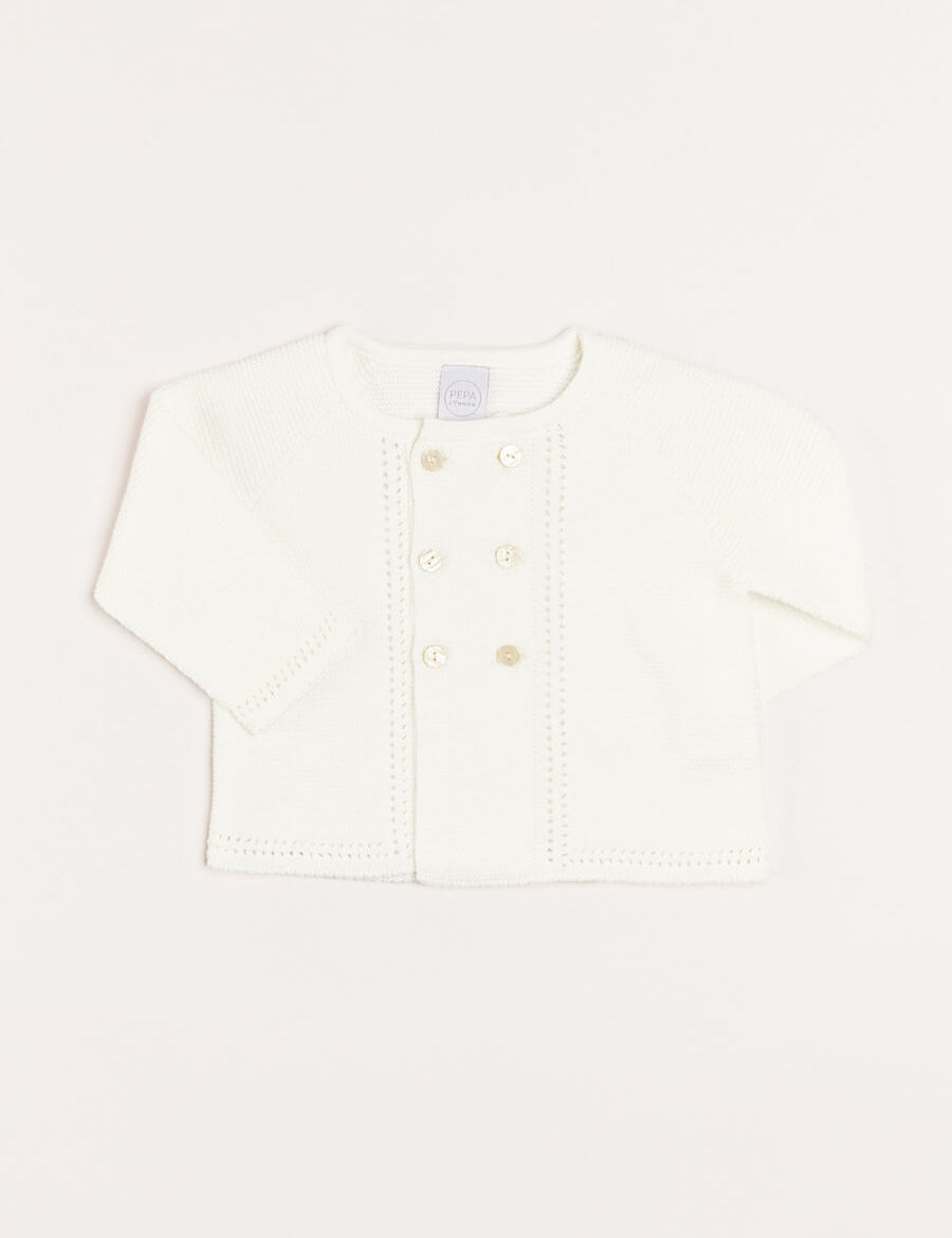 Boys Celebration Cardigan in Ivory (12mths-10yrs) Knitwear from Pepa London