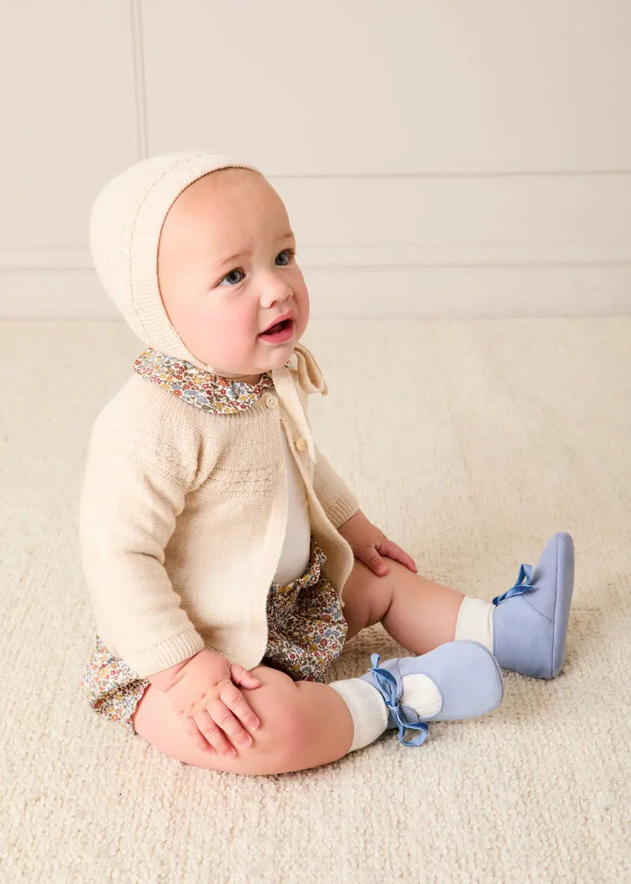 Openwork Trim Detail Cardigan in Cream (1-12mths) Knitwear from Pepa London