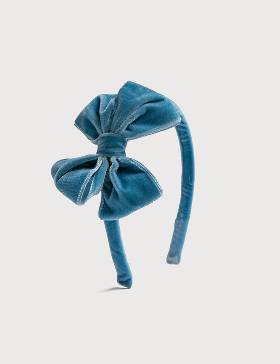 Velvet Hair-Band in Blue Hair Accessories from Pepa London