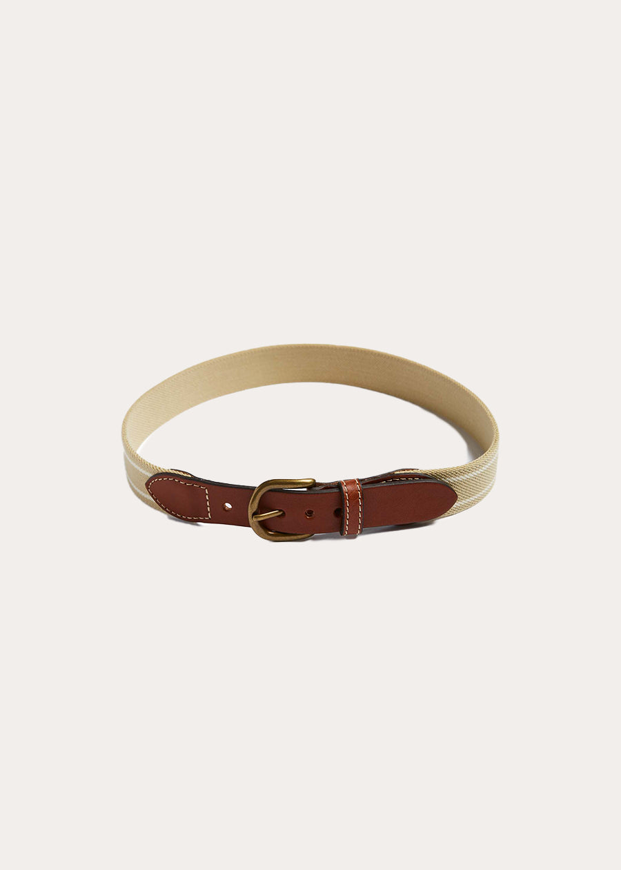 Beige and Ivory Striped Belt Belts & Braces from Pepa London