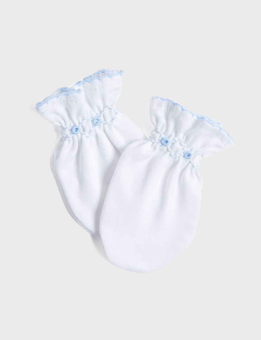 Blue Hand Smocked Mittens Accessories from Pepa London