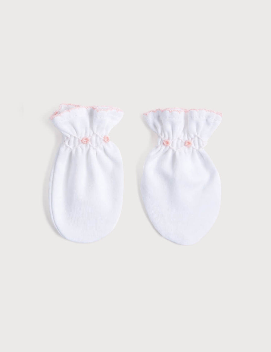 Pink Hand Smocked Mittens Accessories from Pepa London