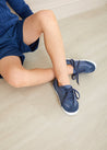 Lace Up Plimsoll Sneakers in Navy (24-34EU) Shoes  from Pepa London